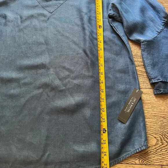 Zac & Rachel V-Neck Tunic Flutter Sleeve Large Women's  Lightweight Blue Denim - Picture 7 of 9